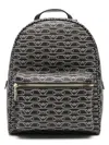 Emporio Armani Coated Faux Leather Logo Print Backpack With Front Pocket In Black