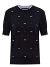 Emporio Armani Jumper With All-over Micro Eagle Embroidery In Multi