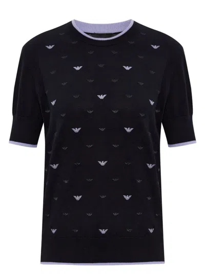 EMPORIO ARMANI WOMEN'S ALLOVER LOGO COTTON SWEATER