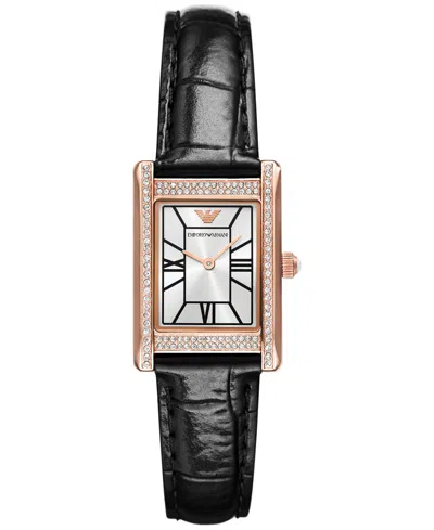 Emporio Armani Women's Black Leather Strap Watch 32mm