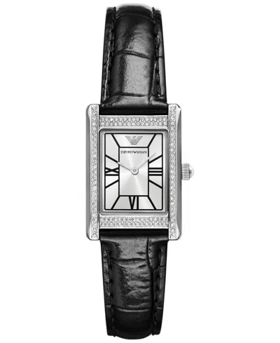 Emporio Armani Women's Black Leather Strap Watch 32mm In Transparent
