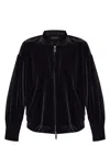 Emporio Armani Velvet Bomber Jacket In Black