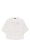 Emporio Armani Linen Short Sleeve Cropped Shirt