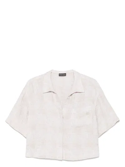 EMPORIO ARMANI WOMEN'S BREATHABLE SHORT LINEN SHIRT