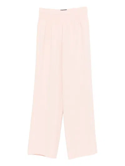 Emporio Armani Pale Pink Cotton Wide Leg Trousers In Purple