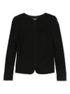 Emporio Armani Women's Chevron-pattern Jersey Zip-up Jacket In Black