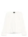 Emporio Armani Cotton Blazer Jacket With Shoulder Pads And Side Slit Pockets In White