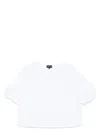 Emporio Armani Crew Neck Cotton Blouse With Short Sleeves In White
