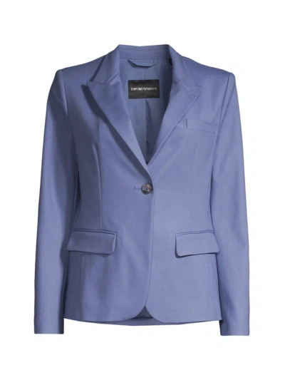 Emporio Armani Women's Cotton One-button Blazer In Deep Blue