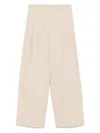 Emporio Armani Wide Leg Trousers With Elasticated Waistband And Slits In Beige