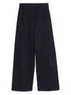 Emporio Armani High Waist Pleated Wide Leg Trousers In Blue