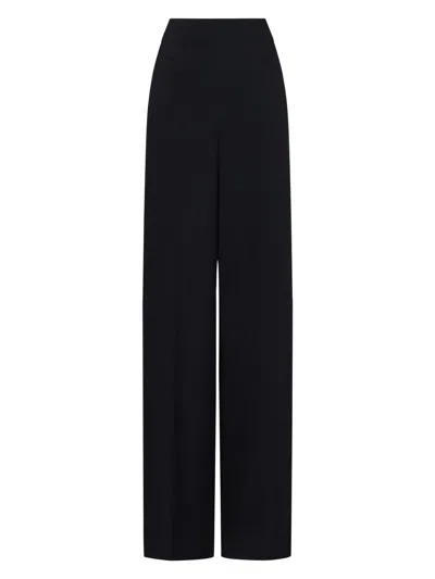 Emporio Armani High-waisted Wide-leg Trousers Straight Hem In Blue