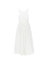 Emporio Armani Long Dress In Poplin With Smocked Motif In White