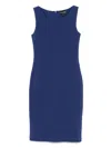 Emporio Armani Sleeveless Cotton Dress Boat Neck In Blue