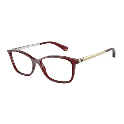 Emporio Armani Women's Ea3026 Eyeglasses In Shiny Transparent Bordeaux