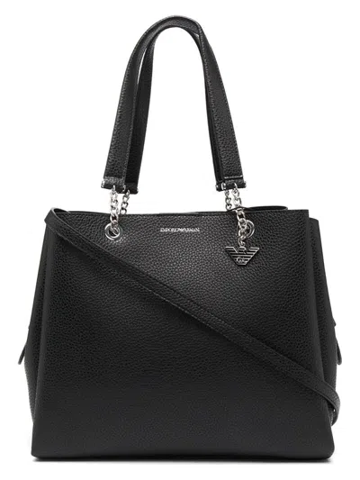 EMPORIO ARMANI WOMEN'S EMPORIO ARMANI PEBBLED-EFFECT LOGO-PLAQUE TOTE BAG