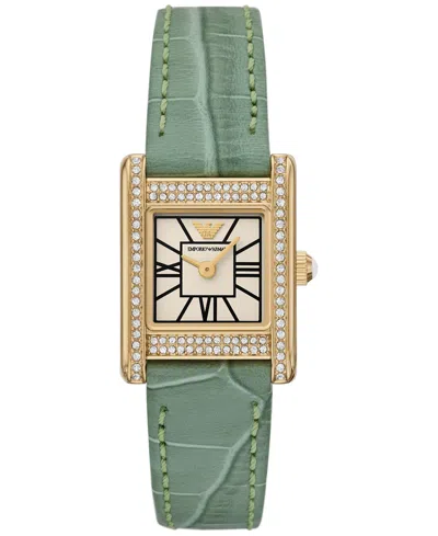 Emporio Armani Women's Green Leather Strap Watch 20mm