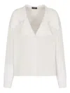 Emporio Armani Silk Shirt With Long Sleeves And Wide Collar In Multi