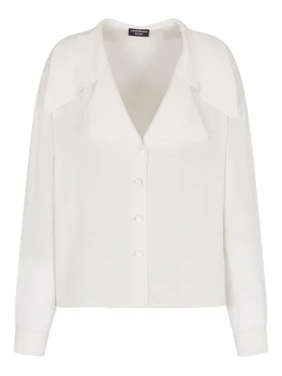 EMPORIO ARMANI EMPORIO ARMANI WOMEN'S ICON DOUBLE SILK GEORGETTE SHIRT