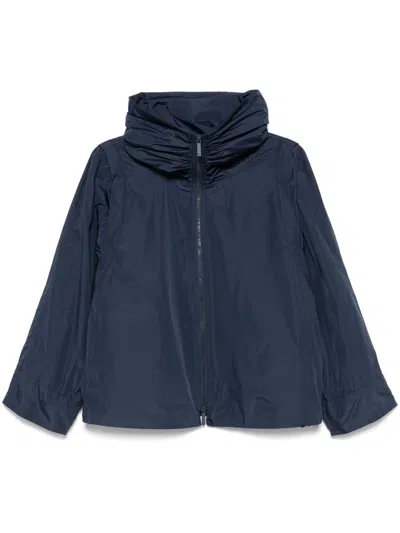 Emporio Armani Drawstring Hem Hooded Blouson Jacket In Blue