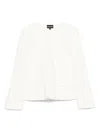 Emporio Armani Cotton Blazer Jacket With Shoulder Pads And Side Slit Pockets In White