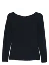 Emporio Armani Jacquard Jersey Jumper With A Geometric Pattern In Blue