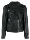 Emporio Armani Long-sleeved Zipped Biker Jacket In Black