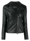 Emporio Armani Long-sleeved Zipped Biker Jacket In Black
