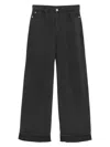 Emporio Armani Linen Blend Wide-leg Jeans In Black