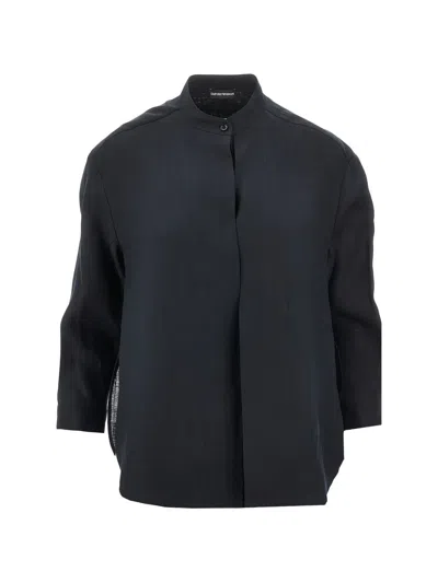 Emporio Armani Women's Linen Shirt In Blue