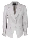 Emporio Armani Shirred-panel Single-breasted Blazer In Light Grey