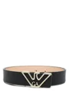 Emporio Armani Logo Belt With Adjustable Length And Grained Texture In Neutral