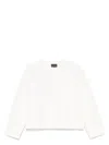 Emporio Armani Logo Crew Neck Cotton Sweatshirt With Ribbed Cuffs And Hem In White