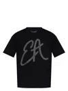 Emporio Armani Cotton-jersey T-shirt With Oversized Lurex Logo In Black