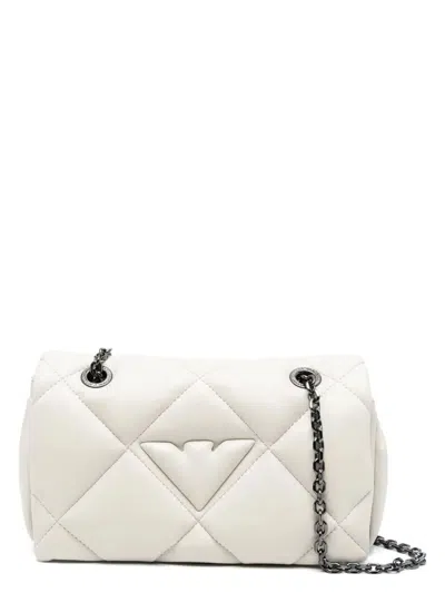 Emporio Armani Logo-embossed Faux-leather Crossbody Bag In White