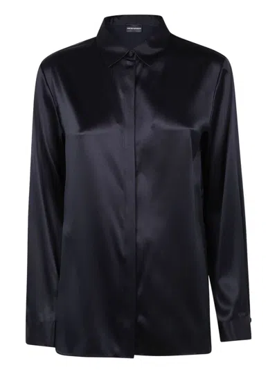 EMPORIO ARMANI WOMEN'S LONG SLEEVED SILK BLEND SHIRT