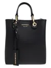Emporio Armani Deer Print Myea Vertical Shopper Bag In Black