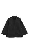 Emporio Armani Quilted High Collar Jacket With Grosgrain Trim In Black