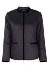 Emporio Armani Nylon Reversible Guru-collared Jacket In Black