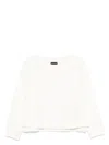 Emporio Armani Logo Crew Neck Cotton Sweatshirt With Ribbed Cuffs And Hem In White