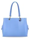 Emporio Armani Official Store Palmellato Leather-effect Shopper Bag With Eagle Charm In Clear Blue