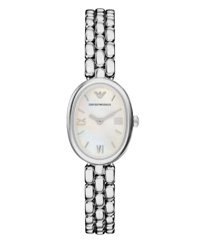 Emporio Armani Women's Quartz Two-hand Silver Stainless Steel Watch, 28mm In Metallic