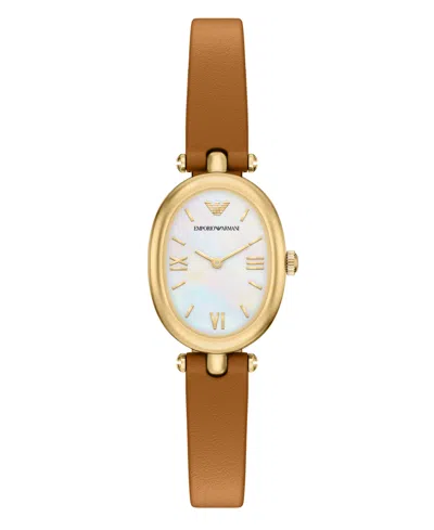 Emporio Armani Women's Quartz Two-hand Brown Leather Watch, 28mm