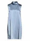 Emporio Armani Women's Satin Mini Dress In Sky Blue In Blue