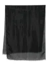 Emporio Armani Lightweight Sheer Scarf Fringed Edges In Black