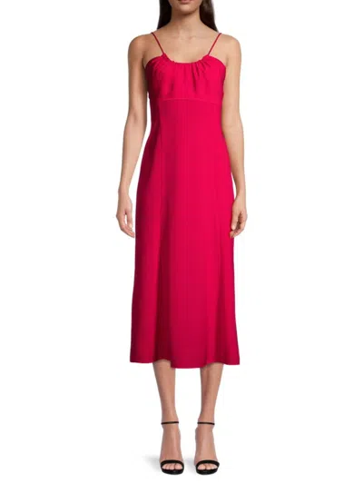 Emporio Armani Sleeveless Scoop-neck Crepe Midi Dress In Strawberry