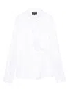 Emporio Armani Wrapped Shirt With Collared Neck And Button Detail In White