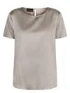 Emporio Armani Silk Satin T-shirt In Gray