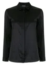 Emporio Armani Silk Shirt With Buttoned Cuffs And Spread Collar In Blue