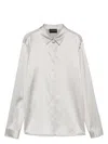 Emporio Armani Silk Shirt Satin Buttoned Cuffs In Dove Grey